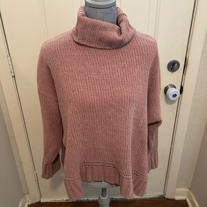 Aerie Dusty Pink Cowl Neck Sweater